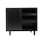 Flash Furniture Elmont Bar and Sideboard w/Shaker Style Single Door Cabinet w/Hanging Glass and Shelves, Black NAN-F-HY-B23113-BLK-GG - alternate 8